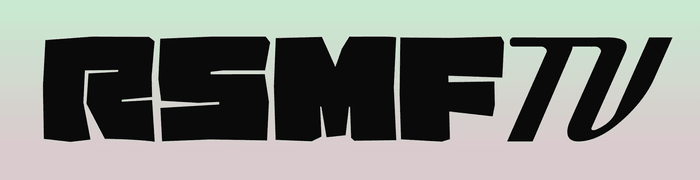 RSMF TV wordmark in bold black letters on a light gradient background