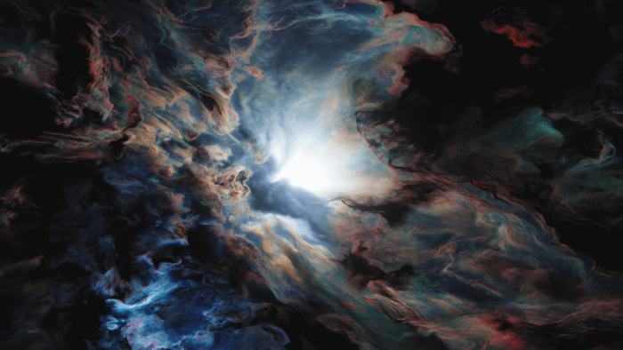 A nebula with birthing a star